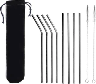 Tadar Słomki Wielorazowe Do Napojów I Drinków Stalowe Ze Szczoteczką I Pokrowcem Rainbow 8 Szt - Słomki do napojów - miniaturka - grafika 2
