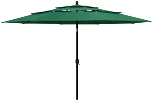 vidaXL 3-poziomowy parasol na aluminiowym słupku, zielony, 3,5 m 313877 - Parasole ogrodowe - miniaturka - grafika 2