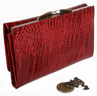Marco (PL) Portfel Damski Skórzany (PL) 14 cm Klamra Skóra Naturalna Czerwony PD 03 - Portfele - miniaturka - grafika 3