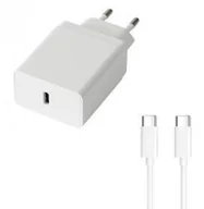 Ładowarki do telefonów - WG Ładowarka sieciowa 1xUSB-C PD 18W + USB-C kabel 8027) Biała - miniaturka - grafika 1