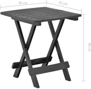 vidaXL Składany stolik ogrodowy, antracytowy, 45x43x50 cm, plastik - Stoły ogrodowe - miniaturka - grafika 7