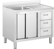 Meble gastronomiczne - Royal Catering Szafka ze zlewem 1 komora stal nierdzewna 400 x 400 x 300 mm RC-IKS10 - miniaturka - grafika 1