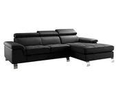 Narożniki - Vente-Unique Sofa narożna ze skóry MISHIMA - Czarny - Narożnik prawostronny - miniaturka - grafika 1