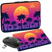 Torby na laptopy - Pedea Designerski pokrowiec ochronny na notebook o przekątnej do 33,7 cm (13,7 cm) z podkładką pod mysz i bezprzewodową myszką, California Beach SET020-66060688 - miniaturka - grafika 1