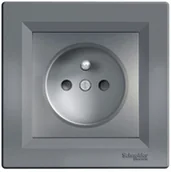 Gniazdka elektryczne - Schneider Electric Gniazdo pojedyncze Asfora z uziemieniem i przesłoną stal EPH2801262 - miniaturka - grafika 1