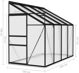 vidaXL Lumarko Szklarnia, antracytowa, aluminium, 5,24 m! 312051 - Szklarnie ogrodowe - miniaturka - grafika 9