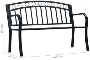 vidaXL Ławka ogrodowa, 125 cm, czarna, stalowa - Ławki ogrodowe - miniaturka - grafika 8