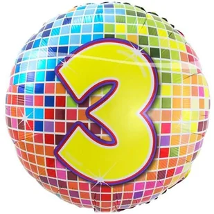 Folat Balon foliowy "Kula dyskotekowa - liczba 3", 18", FOLAT, rnd - Kubki dla dzieci - miniaturka - grafika 2