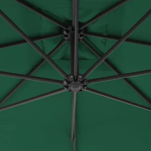 vidaXL Parasol wiszący ze stalowym słupkiem, 300 cm, zielony - Parasole ogrodowe - miniaturka - grafika 2