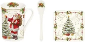 Kubki - Nuova Cer Easy life r2s KUBEK PORCELANOWY z ŁYŻECZKĄ i PODKŁADKĄ Mikołaj i choinka - ZESTAW PREZENTOWY NA GWIAZDKĘ 1459 MAGI - miniaturka - grafika 1