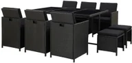 Meble ogrodowe - vidaXL 11-cz. zestaw mebli ogrodowych z poduszkami, rattan PE, czarny 46533 - miniaturka - grafika 1