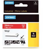 Taśmy do drukarek barwiące - Dymo Oryginał RHINO taśma winylowa 24mm biała na czerwonym 1805429 - miniaturka - grafika 1