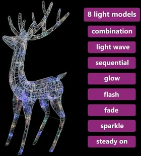 vidaXL vidaXL Świąteczny renifer XXL, akryl, 250 kolorowych diod LED, 180 cm - Oświetlenie świąteczne - miniaturka - grafika 7
