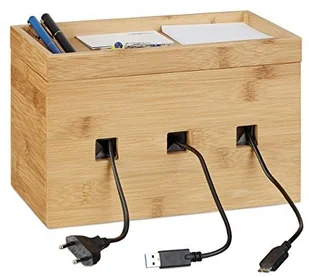 Relaxdays pudełko na przewody, stacja ładująca, z drewna, organizacja przewodów na biurko, wymiary (wys. x szer. x gł.): 16,5 x 25,5 x 14 cm, naturalne 10022184 - Pudła i pojemniki do przechowywania Relaxdays pudełko na przewody, stacja ładująca, z drewna, organizacja przewodów na biurko, wymiary (wys. x szer. x gł.): 16,5 x 25,5 x 14 cm, naturalne 10022184 - Pudła i pojemniki do przechowywania - miniaturka - grafika 1