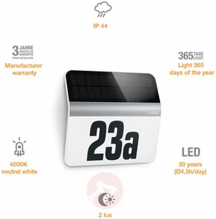 Steinel Oświetlenie numeru domu LED XSolar LH-N, stal szl - Lampy ogrodowe - miniaturka - grafika 3