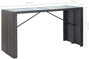 vidaXL 9-cz zestaw ogrodowych mebli barowych ratan PE czarny 49569 - Pozostałe meble ogrodowe - miniaturka - grafika 11