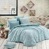 Pościel - Pościel bawełniana Estelita turkusowy, 220 x 200 cm, 2 szt. 70 x 90 cm, 220 x 200 cm, 2 szt. 70 x 90 cm - miniaturka - grafika 1