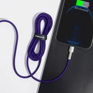 Baseus Kabel Baseus Cafule Metal USB-C do Lightning 20W 2m, fioletowy 6953156202122 - Kable komputerowe i do monitorów - miniaturka - grafika 4