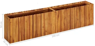 vidaXL Donica ogrodowa, 200x30x50 cm, lite drewno akacjowe - Donice - miniaturka - grafika 6