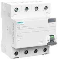 Bezpieczniki elektryczne - Siemens Wyłącznik różnicowoprądowy 4P 63A 0,03A typ AC biegun N z lewej 5SV4346-0KL - miniaturka - grafika 1