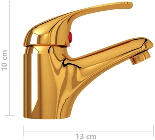 vidaXL Lumarko Bateria umywalkowa z mieszaczem, złota, 13x10 cm 149081 - Baterie umywalkowe - miniaturka - grafika 5