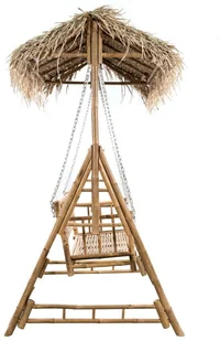 vidaXL 2-os huśtawka ogrodowa bambus i liście palmy poduszka 202cm 3063934 - Huśtawki - miniaturka - grafika 4
