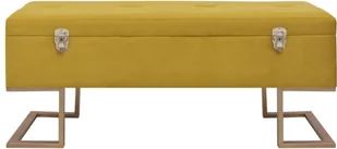 vidaXL Ławka ze schowkiem, 105 cm, musztardowa, aksamitna vidaXL - Ławki do przedpokoju - miniaturka - grafika 4