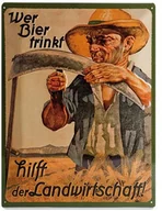 Dekoracje domu - Nostalgic-Art blaszana tabliczka w stylu vintage z napisem w języku niemieckim "Wer Bier trinkt, hilft der Landwirtschaft", różne rozmiary, kolorowy, L 20393 - miniaturka - grafika 1