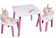 Stoliki dla dzieci - Jednorożec Konik Biały Stół Stolik Krzesła Dzieci - miniaturka - grafika 1