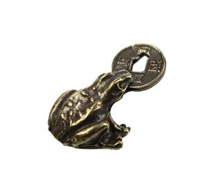 Żabka mosiężna mała z monetą na pomnażanie pieniędzy - Figurki dekoracyjne - miniaturka - grafika 4