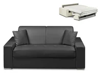 Sofy i kanapy - Vente-Unique 2-osobowa kanapa z ekspresowym mechanizmem rozkładania z materiału skóropodobnego EMIR - Kolor: czarny - Miejsce do spania: 120 cm - Materac 18 cm - miniaturka - grafika 1