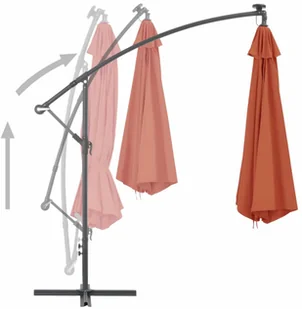 vidaXL Wiszący parasol ze słupkiem aluminiowym, 350 cm, terakotowy - Parasole ogrodowe - miniaturka - grafika 5