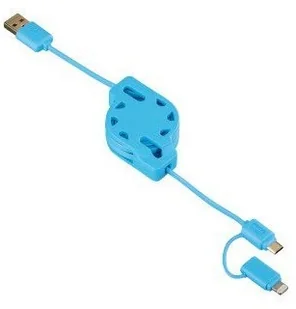 Hama Kabel USB 2W1 zwijany USB A - MICRO USB B - Lightning1.2 m niebieski 000545 (54564) - Kable USB - miniaturka - grafika 4