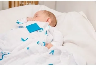 Matchstick Monkey Matchstick Monkey, Otulacz z gryzakiem, bawełniany, Niebieskie Małpki, 120x120 cm, 2 szt. - Otulacze - miniaturka - grafika 3