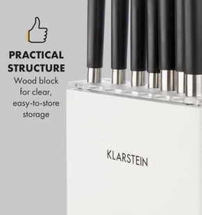 Klarstein Klarstein Kitano Plus 9-częściowy zestaw noży blok nożowy bambusowa deska do krojenia kolor biały KG10-Kitano Plus - Noże kuchenne - miniaturka - grafika 4