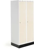 Meble do szkół i przedszkoli - AJ Produkty Szafka do szatni ROZ, 2 moduły, 2 drzwi, 1740x800x550 mm, brzoza, z podstawą - miniaturka - grafika 1