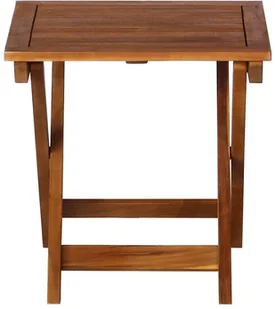 vidaXL Leżak ze stolikiem, lite drewno akacjowe, brązowy - Leżaki ogrodowe - miniaturka - grafika 4