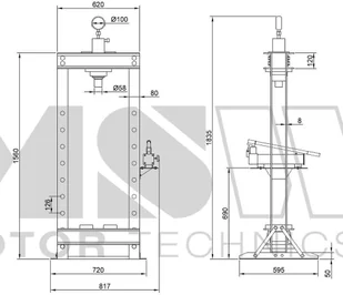 456 MSW Motor Technics 45674806 Prasa hydrauliczna MSW maks siła nacisku 30 T maks ciśnienie robocze 666 bar) 74806-uniw - Prasy - miniaturka - grafika 2