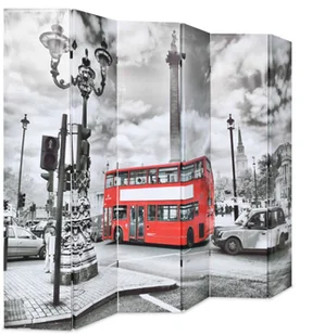 vidaXL Składany parawan, 228x180 cm, londyński autobus, czarno-biały - Parawany - miniaturka - grafika 3