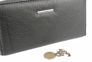 Jennifer Jones Portfel Damski Skóra Naturalna Matowy Duży Z Metalowym Suwakiem Piórnik JJ5233 - Portfele - miniaturka - grafika 6