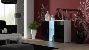 Cama Meble Komoda 120cm SOHO S7 biały czarny połysk - Komody - miniaturka - grafika 2