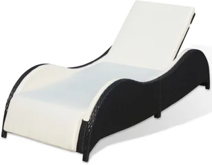 vidaXL vidaXL Leżak Polirattan Czarny - Leżaki ogrodowe - miniaturka - grafika 2