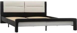vidaXL Rama łóżka, czarno-biała, sztuczna skóra, 120 x 200 cm - Łóżka - miniaturka - grafika 2