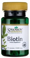 Witaminy i minerały dla sportowców - SWANSON Biotin 5000mcg 30caps Dobry nastrój Mocne włosy - miniaturka - grafika 1