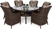 Meble ogrodowe - HOME &amp; GARDEN HOME & GARDEN Meble ogrodowe technorattanowe Bristol Round Elegant 150 cm Brown Mat / Brown Melange 6+1 671124 - miniaturka - grafika 1