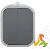 Wyłączniki światła i elektryczne - Abex B2 IP54 Wyłącznik 2 podwójny świecznikowy n/t 10A 250V WNT-2B2 szary/szary WNT-2B2 szary/szary/ABX - miniaturka - grafika 1