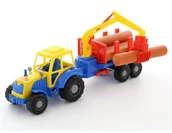 Samochody i pojazdy dla dzieci - Wader POLESIE 35370 traktor z przyczepą do przewozu drzewa - miniaturka - grafika 1