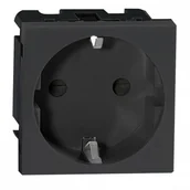 Listwy zasilające - NOEN GS, gniazdo modułowe 45x45mm 1x2P+Z, typ F schuko, 16A 250V, czarne OR-GM-9010/B/GS - miniaturka - grafika 1