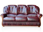 Sofy i kanapy - Vente-Unique Kanapa 3-osobowa 100% skóry bawolej DAPHNE - Kolor: bordowy - miniaturka - grafika 1