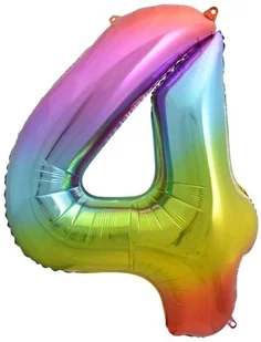 GO Balon foliowy cyfra 4 tęczowy - 85 cm - 1 szt. HS-C34T4 - Balony i akcesoria - miniaturka - grafika 2